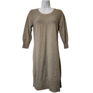 Bob Timberlake Womens Sweater Dress Size M Gray 3/4 Sleeve Pullover Knee Length